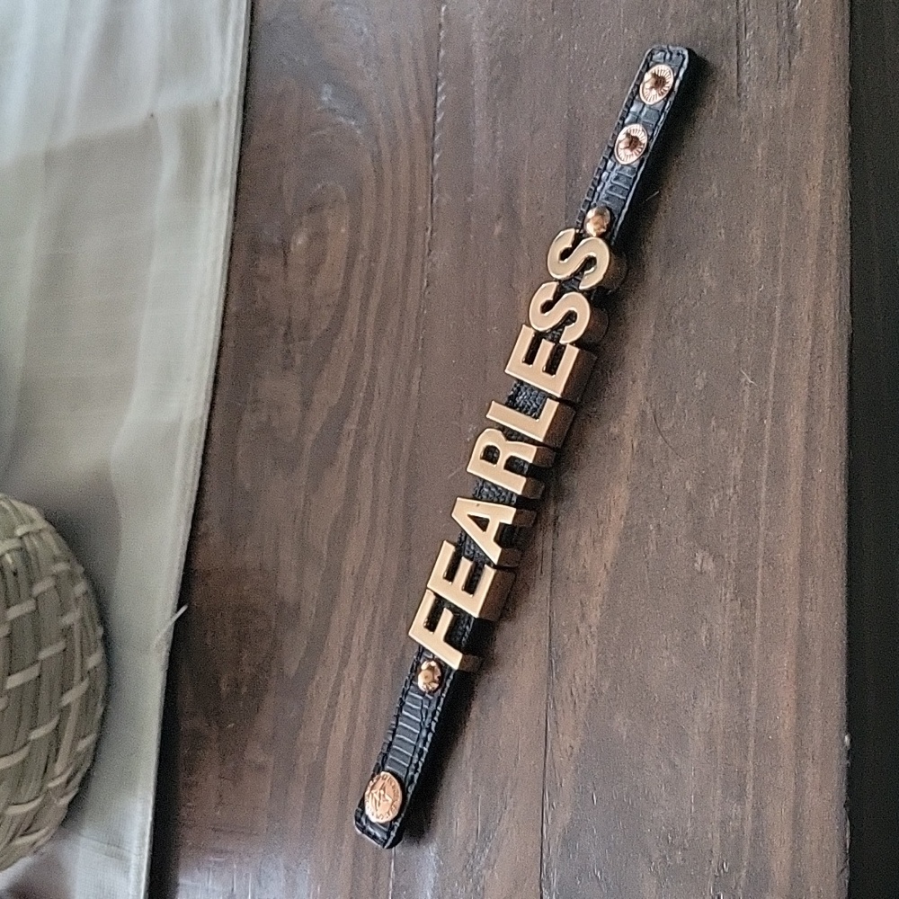 BCB Generation "FEARLESS" faux leather cuff bracelet